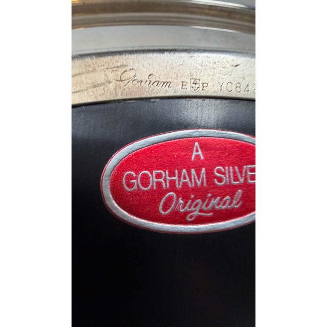 Vintage Mid-Century Modern Silver Plated Gorham Round Service Bar Tray Excellent condition Gorham Bar Tray with a sleek...