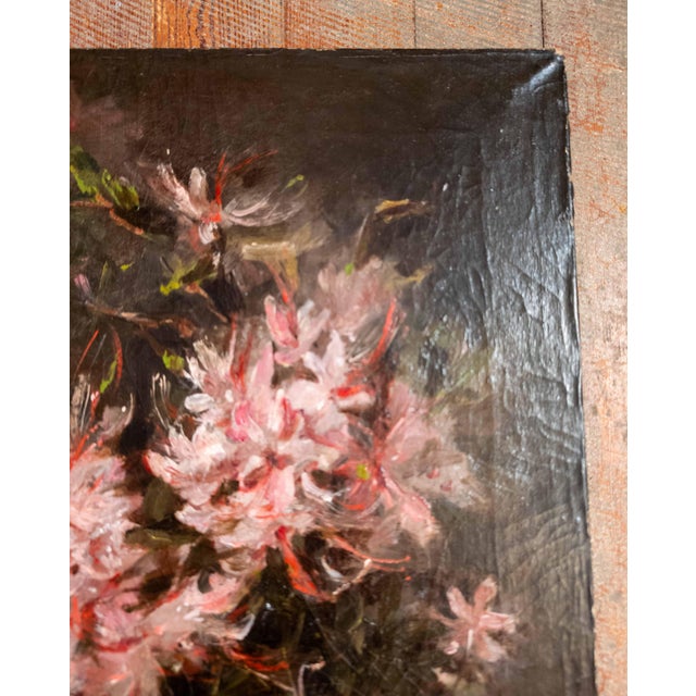Pink 19th Century American Impressionist Floral Study of Azalea, Signed Minet For Sale - Image 8 of 18