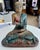 Antique Burmese 19th century hand carved polychrome sculpture of the Buddhist Monk Sariputta, from the Mandalay (Burma)...
