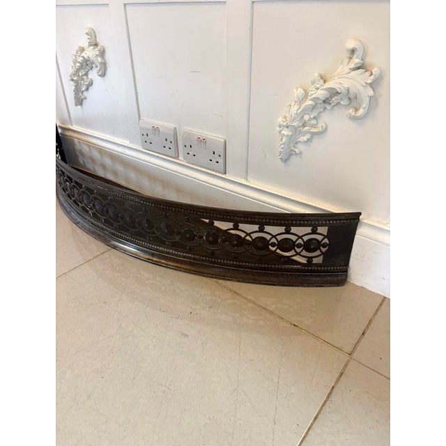 Antique George III Steel Fire Fender with Pierced Serpentine Front, 1800 For Sale - Image 6 of 7