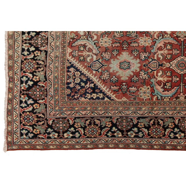 10 X 12 Vintage Persian Mahal Hand-Knotted Wool Rug Red & Navy For Sale In New York - Image 6 of 10