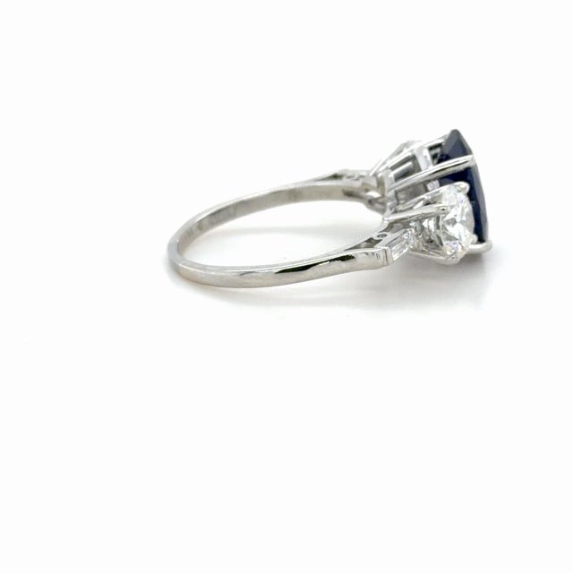 Vintage Birks, Agl 3.32 Carats Sapphire and Diamond Ring, Size 7.25 For Sale - Image 4 of 8