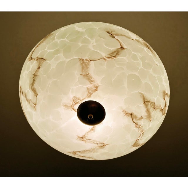 Large Art Deco Pendant Light in Green Marble Glass, 1930s For Sale - Image 18 of 18