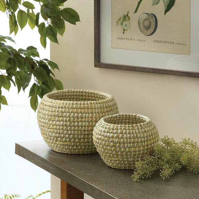 Farmhouse Rivergrass Decorative Footed Bowls, Set Of 2 For Sale - Image 3 of 3