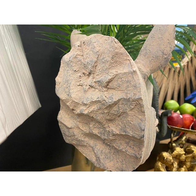 2000 - 2009 Large Realistic Rhinoceros Head Bust Sculpture on Metal Stand For Sale - Image 5 of 12