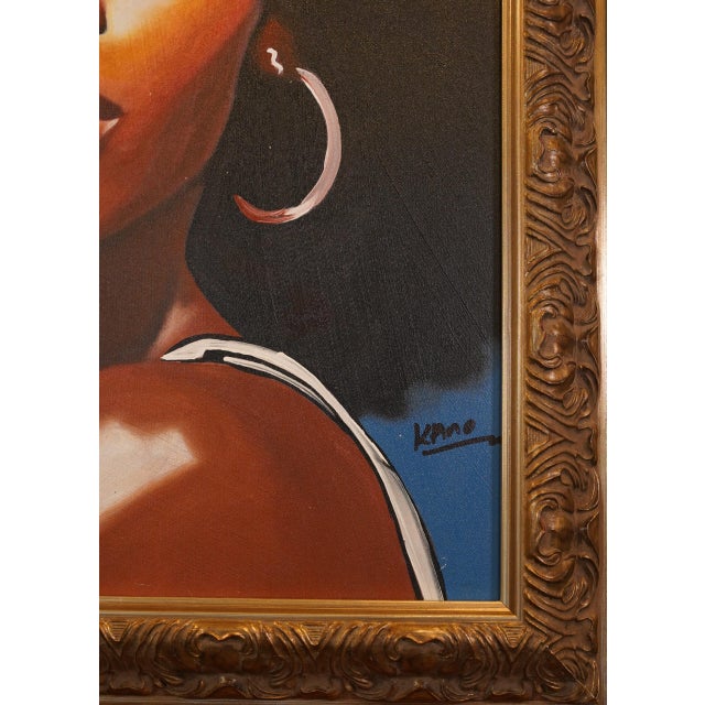 Contemporary "The Side Eye" Contemporary Portrait Painting by Kano Derrock, Framed For Sale - Image 3 of 3
