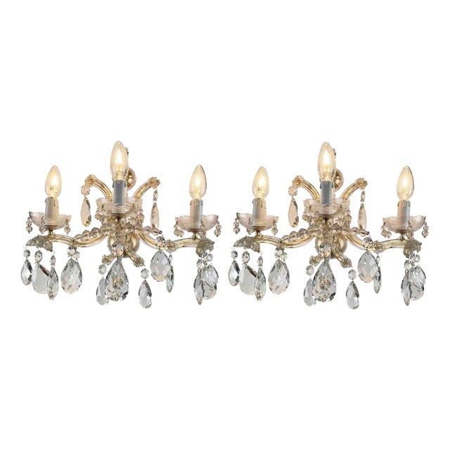 Crystal Maria Teresa Wall Lights, 1950s, Set of 2 For Sale