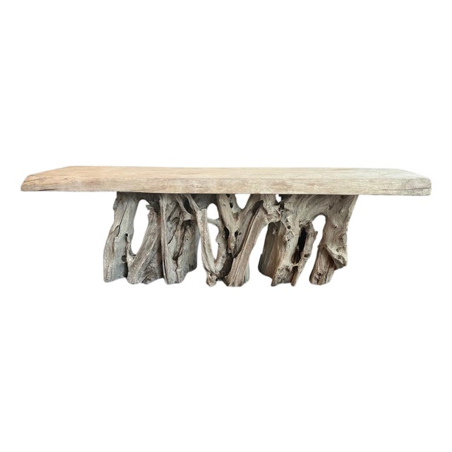 Andrianna Shamaris Monumental Organic Teak Wood Root Console Table For Sale