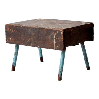 Vintage Rustic Low Stool For Sale