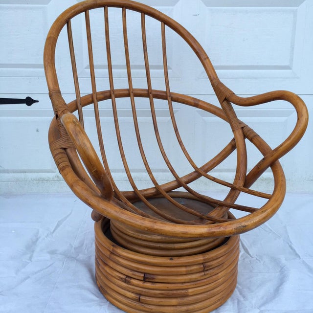 Vintage Bamboo Cocoon Swivel Chair Chairish