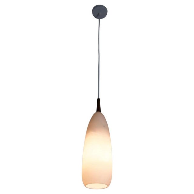 Teak and Opal Glass Pendant Lamp attributed to Uno & Östen Kristiansson for Luxus, Sweden, 1960s For Sale - Image 10 of 10
