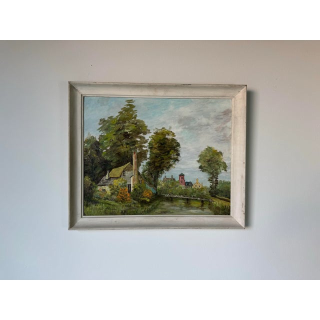 1970's Vintage Countryside Cottage Landscape Oil Painting, Framed For Sale - Image 4 of 11