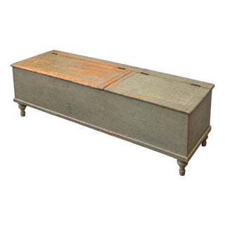 Long Painted Pine 19th Century American Storage Trunk For Sale