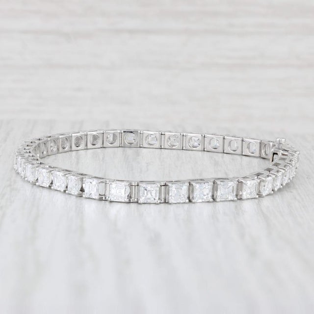 Modern 10ctw Vs2 Square Diamond Tennis Bracelet 14k White Gold 7.5" 3.9mm For Sale - Image 3 of 8