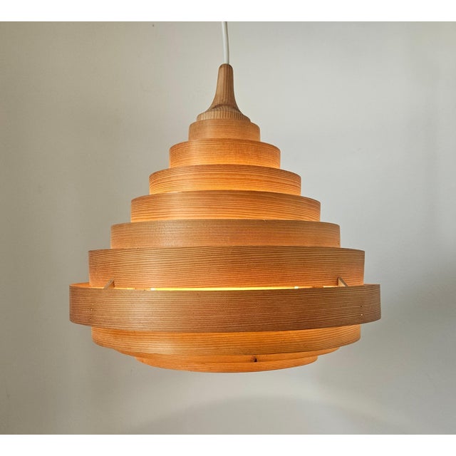 Mid-Century Veneer Pendant in the style of Hans-Agne Jakobsson, Denmark, 1970s For Sale - Image 13 of 15