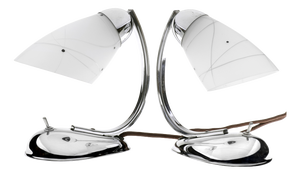 Art Deco Bedside Lamps in Chromed Glass by Josef Hurka for Napako, 1950s, Set of 2