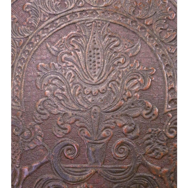 Pair of 19th Century French Louis XIII Walnut Armchairs With Embossed Leather For Sale - Image 10 of 14