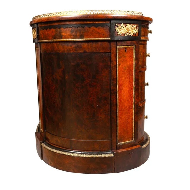 19th Century Victorian Burl Walnut Kidney Shape Desk by Gillow For Sale - Image 5 of 12