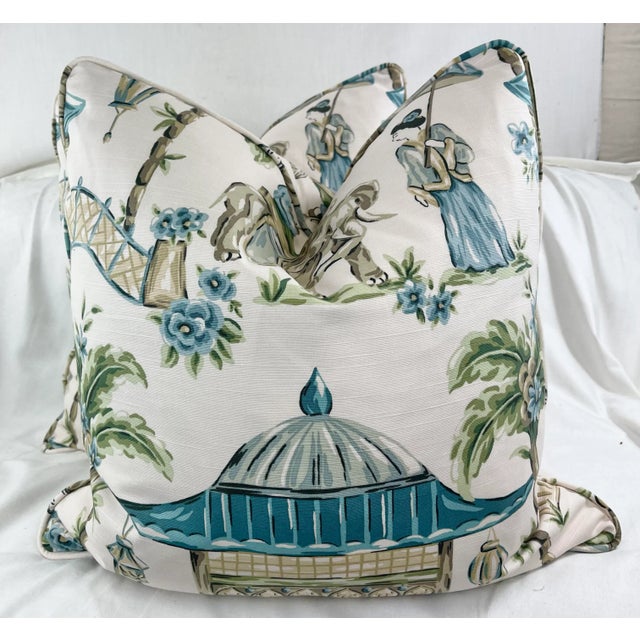 2020s Fabricut "Mougin" in Watercolor 22" Pillows-A Pair For Sale - Image 5 of 5
