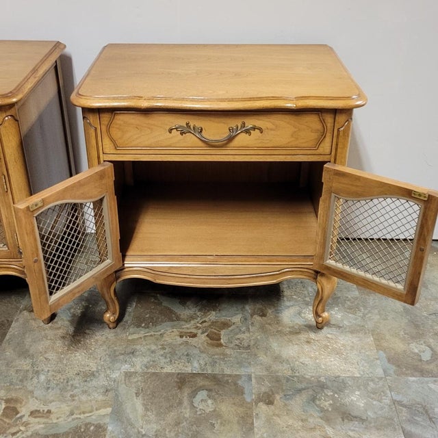 Vintage French Provincial Style Chicken Wire Nightstands or End Tables