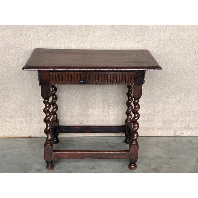Spanish Late 19th Spanish Nightstand or Bedside With Carved Drawer For Sale - Image 3 of 9
