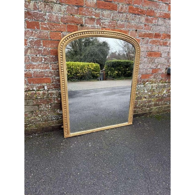 Paint Antique 19th Century English Arched Top Gilt Overmantle Mirror For Sale - Image 7 of 7