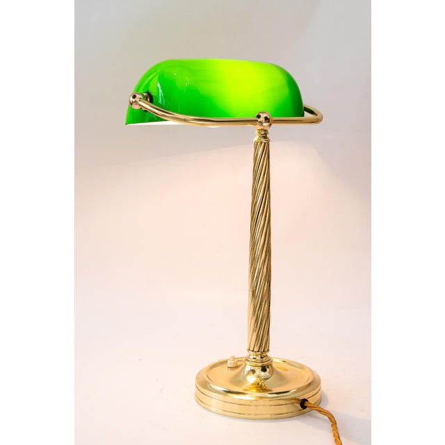 Banker Table Lamp with Glass Shade, Vienna, 1920s For Sale - Image 12 of 18