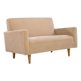 Early Florence Knoll Mid Century Mohair Settee Sofa For Sale