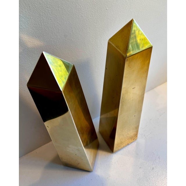 1970s Vintage Italian Brass Obelisks, 1970's - A Pair For Sale - Image 5 of 12