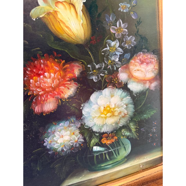 Late 20th Century Framed, Signed Oil on Canvas Painting of Floral Still-Life For Sale - Image 5 of 11