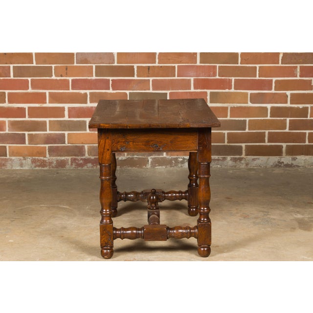 18th Century English Oak Side Table with Single Drawer and Turned Base For Sale - Image 9 of 12