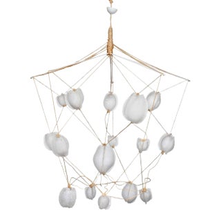 Manolito & Manolito "Ouef De Selenite" Custom Blown Glass and Rope Chandelier For Sale
