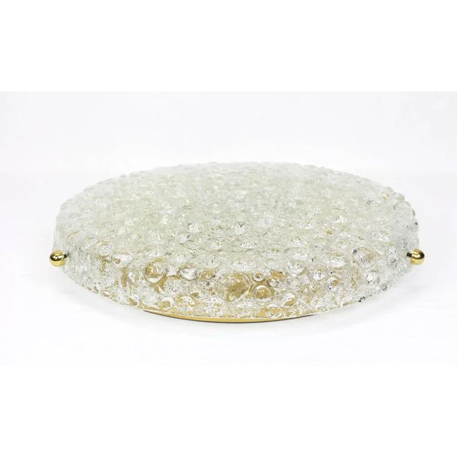 1970s Large German Round Ice Glass Flushmount by Hillebrand, 1970s For Sale - Image 5 of 6
