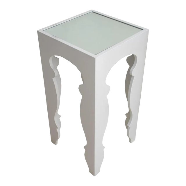 Modern White Lacquer Mirror Top Accent Table Chairish