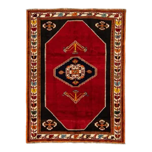 Red Vintage Shiraz Handmade Medallion Designed Wool Rug