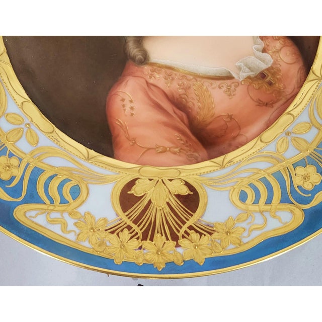 Gold 19th C Austrian Royal Vienna Porcelain Portrait Plate of Duchesse De Bourgogne by Wagner For Sale - Image 8 of 13
