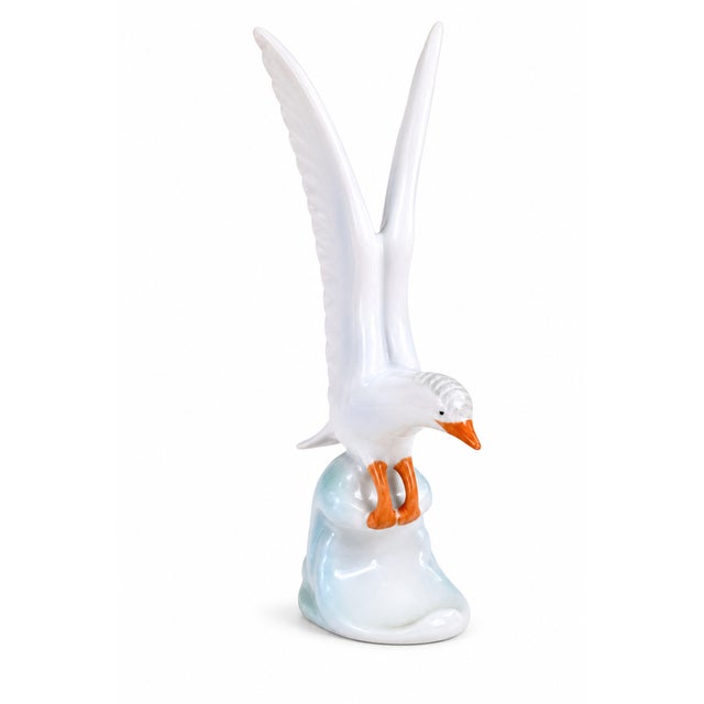 Mid-Century Modern Vintage Porcelain Seagull Bird from Hollohaza, 1970s For Sale - Image 3 of 7