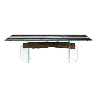 Tempered Glass Specchio & Oak Nero Venezia Dining Table from VGnewtrend For Sale