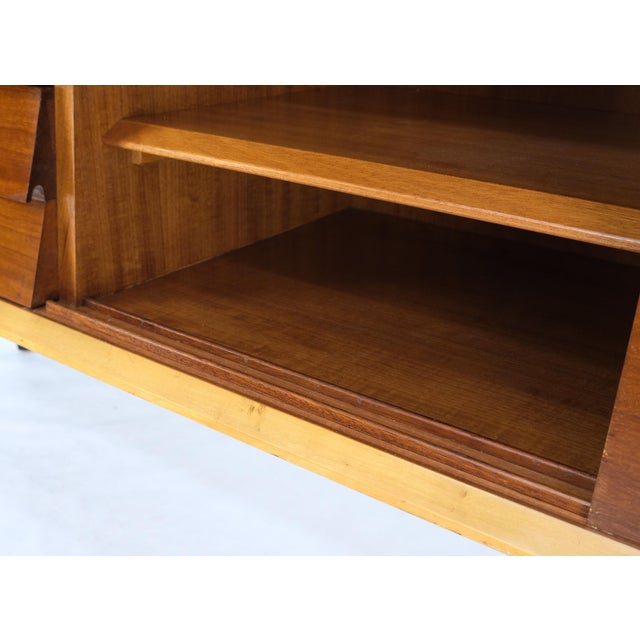 Mid-Century Modern Bi Level Long Credenza Server Dresser Cabinet Ebonized Legs For Sale - Image 17 of 18