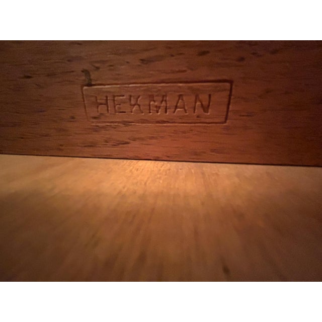 Camel 1970s Mid-Century Modern Burlwood Parson Desk by Hekman For Sale - Image 8 of 9