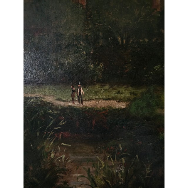 Large Windsor Castle Thames Landscape Oil Painting in Ornate Pierced Frame With Picture Light For Sale - Image 12 of 17