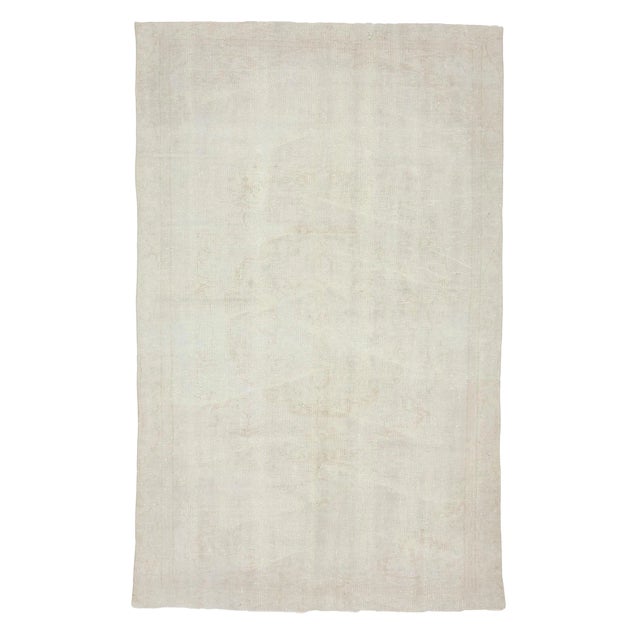 1960s Vintage Washed Out Turkish Rug- 5′8″ × 9′4″ For Sale
