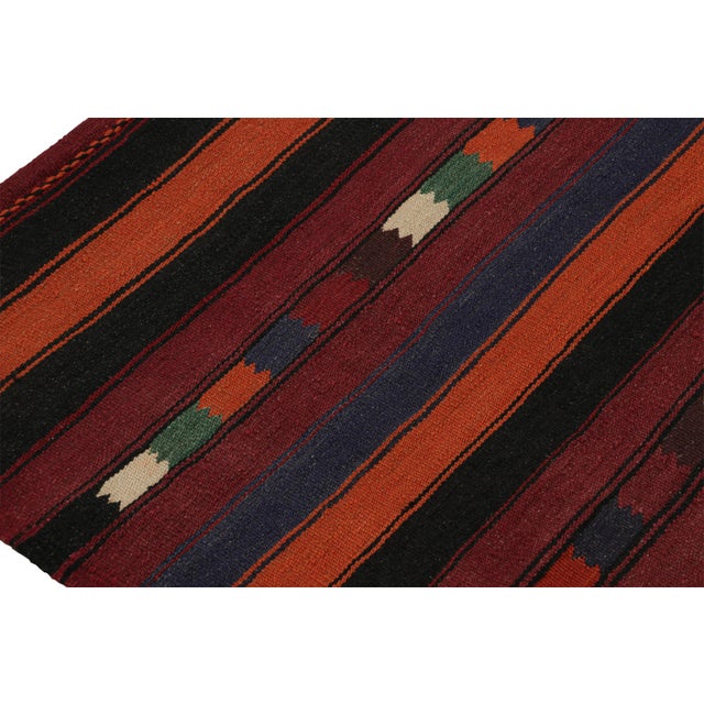1950s 1960s Vintage Afghani Tribal Kilim Rug With Stripes For Sale - Image 5 of 7