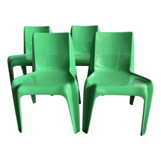 Vintage BA1171 Chairs in Green by Helmut Bätzner for Bofinger, 1970s, Set of 4 For Sale