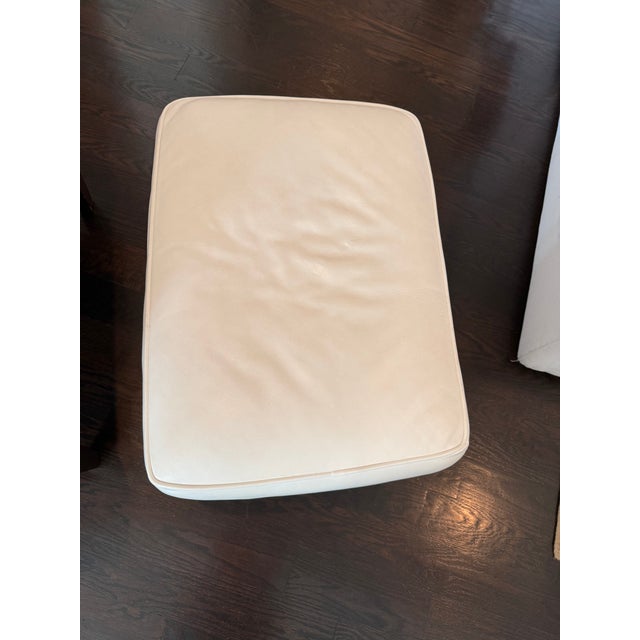White Leather Wing Chair and Ottoman For Sale In Nashville - Image 6 of 6