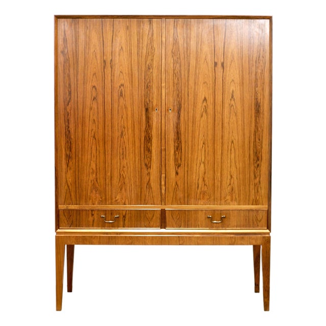 O. Bank Larsens Møbelfabrik Cutlery Cabinet / Highboard / Tall Sideboard / Liquor Cabinet For Sale