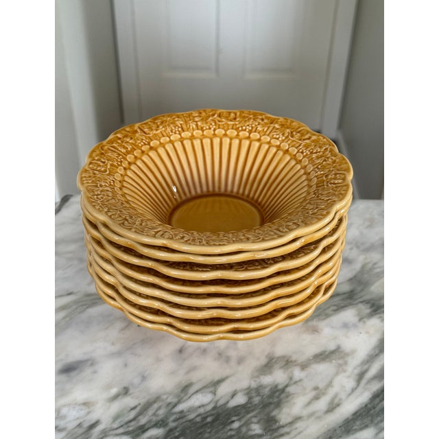 Rustic European Last Chance!Bordallo Pinheiro Rim Soup Bowl Grapevine Gold - Set of 8 For Sale - Image 3 of 8