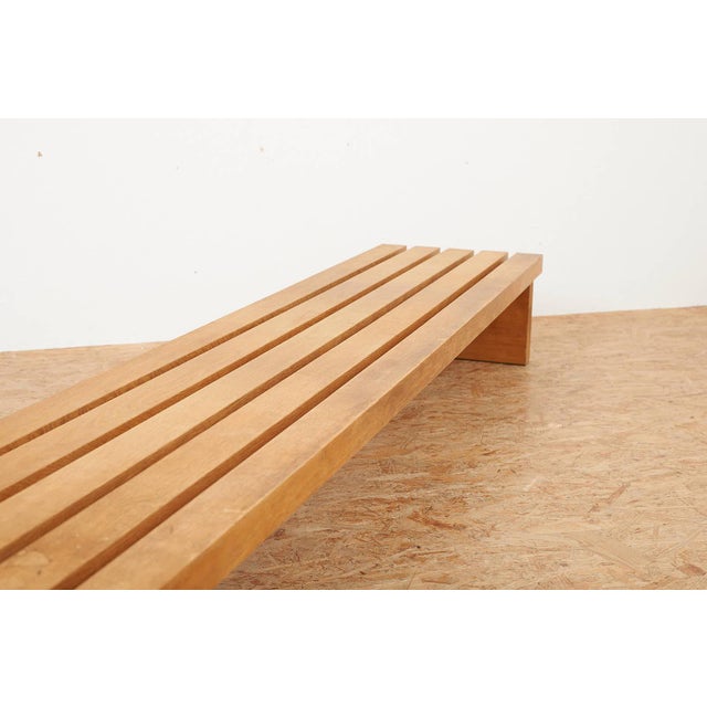 Wooden Bench with Legs and Slats in Oak, 1970s For Sale - Image 9 of 14