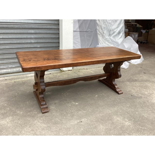 French Vintage Solid Oak Monastery Table For Sale - Image 12 of 12