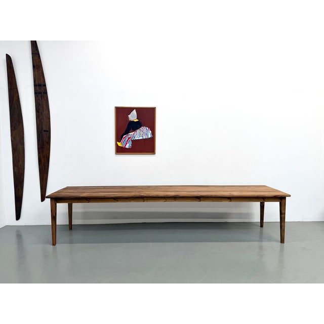 Farmhouse Table in Pine with Spindle Legs, 1950s For Sale - Image 3 of 18